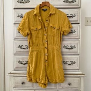 Mustard Yellow Linen Romper